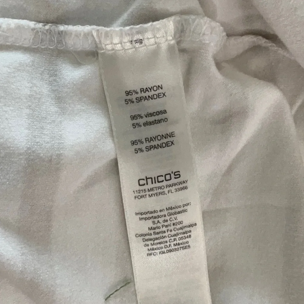CHICO’S Tunic with Peekaboo Sleeves White & Tan Stripe Sz 3 (16/18)